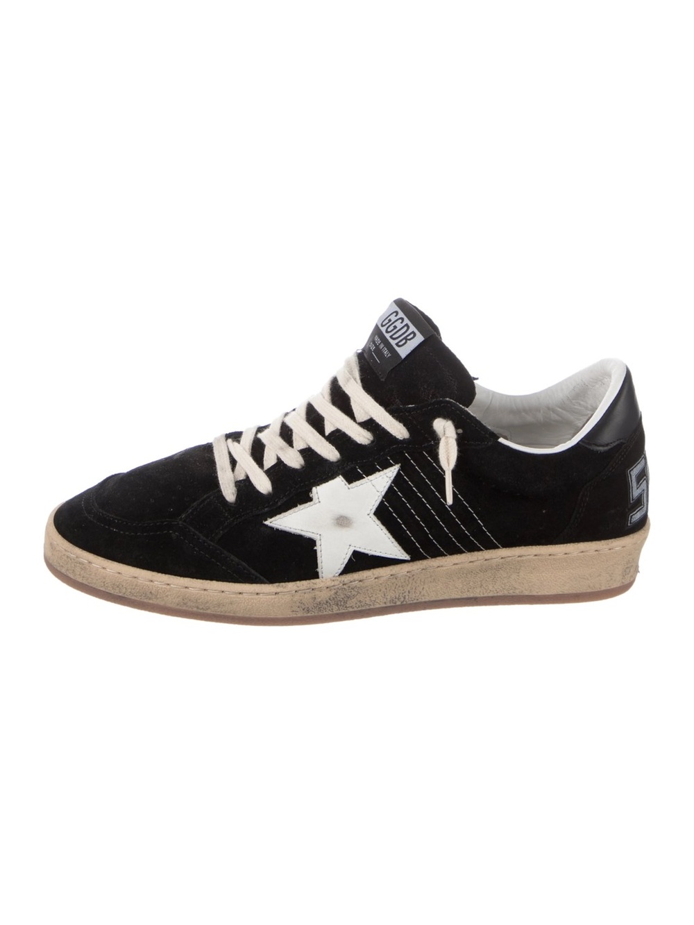 Golden Goose Like-New Ballstar Suede Low-Top Sneaker in Black/White Size 42 US 9